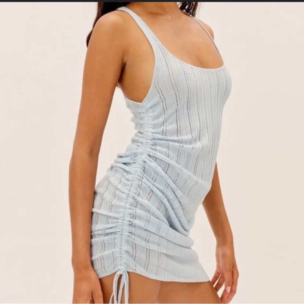 FL&L Blue Ruched Knit Mini Dress